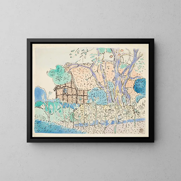 Cottage and garden - Raymond McIntyre — framed artwork on a wall