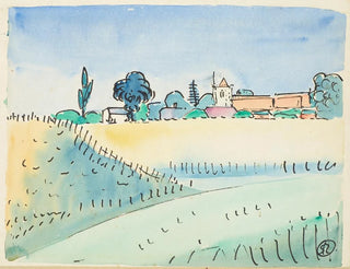 Landscape Painting with Church - Raymond McIntyre — artwork view