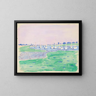 Yachts in Bosham Harbour - Raymond McIntyre — framed artwork on a wall