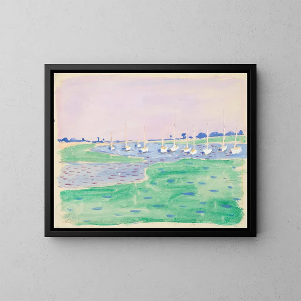 Yachts in Bosham Harbour - Raymond McIntyre — framed artwork on a wall