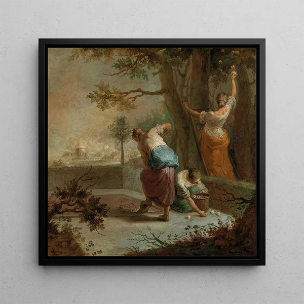 Apple Harvest - Januarius Zick — framed artwork on a wall