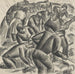 Harvesters of potatoes working in the fields - Leo Gestel — displayed in an interior