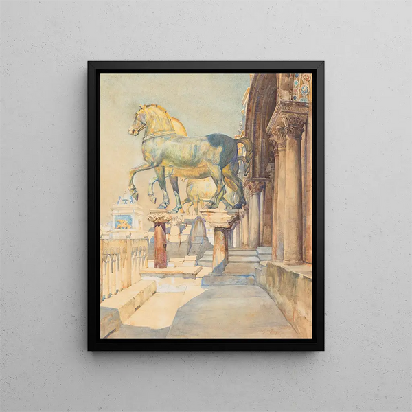 the Saint Mark's Horses in Venice - Reginald Barratt — framed artwork on a wall
