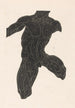 Anatomical study of the muscles of the neck, abdomen, and thigh of a man in silhouette - Reijer Stolk — artwork view