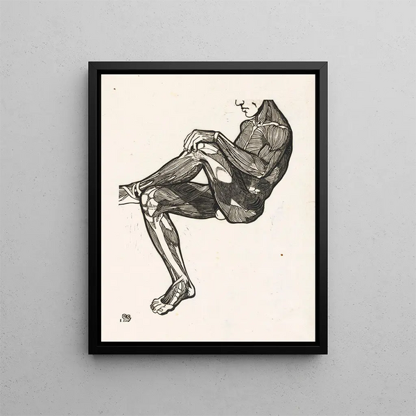 Anatomical study of the muscles of the legs and arms of a man - Reijer Stolk — framed artwork on a wall