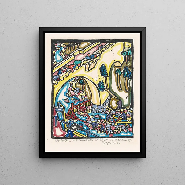 Working in the bed of the Adige - Reijer Stolk — framed artwork on a wall
