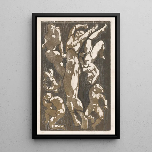 Composition with six human figures - Reijer Stolk — framed artwork on a wall