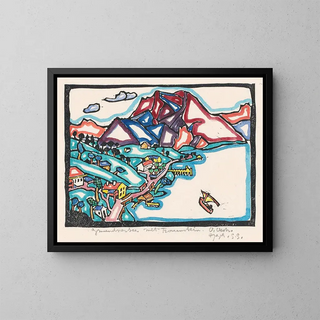 Lake Gmunden with the Traunstein - Reijer Stolk — framed artwork on a wall