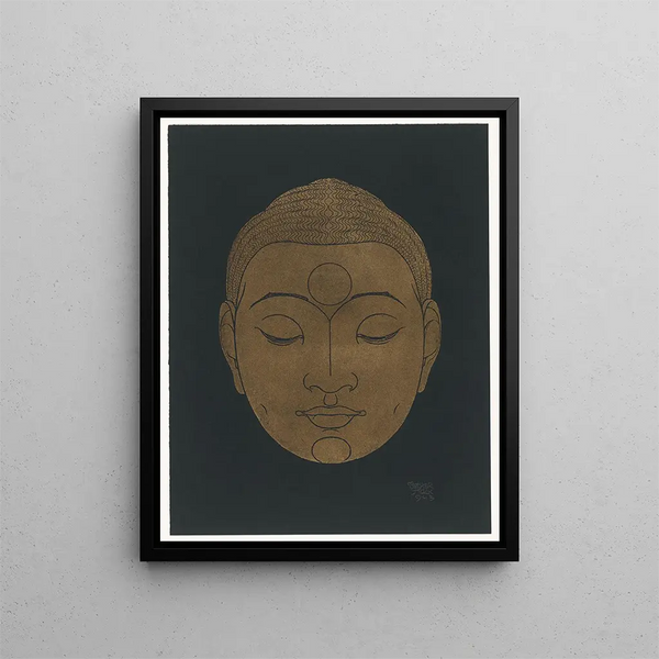 Buddha Head Painting - Reijer Stolk — framed artwork on a wall