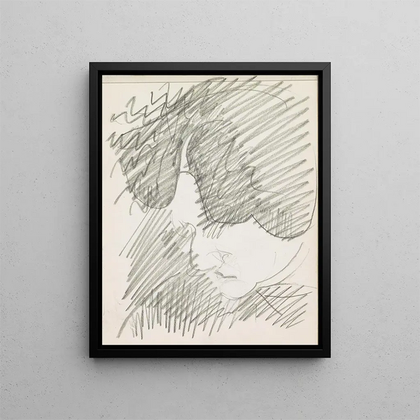 Head of a woman with her hair tied up - Reijer Stolk — framed artwork on a wall