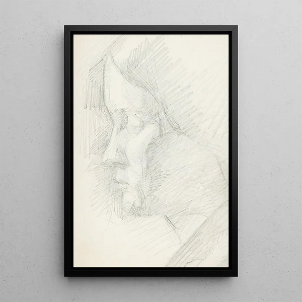 Head of a woman in profile to the left - Reijer Stolk — framed artwork on a wall