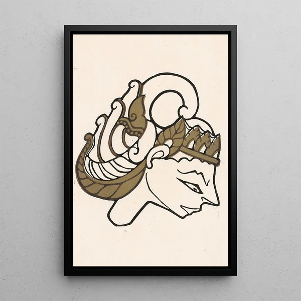 Head of a wayang puppet - Reijer Stolk — framed artwork on a wall