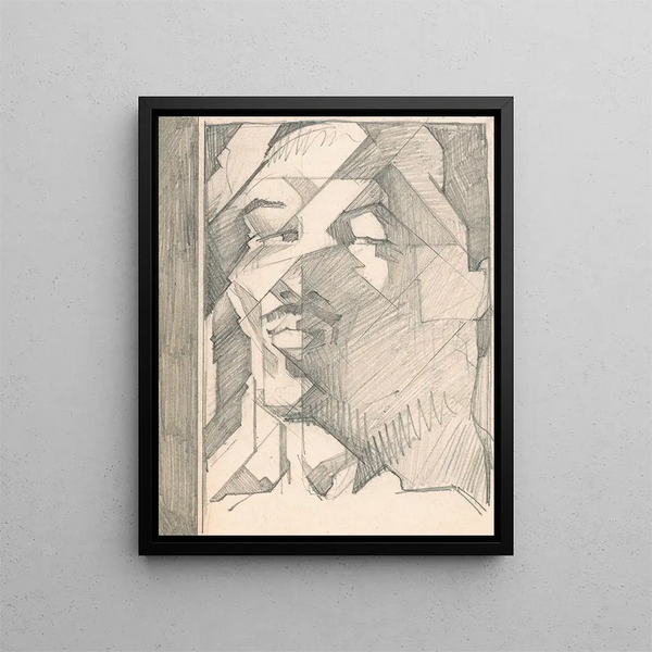 Head of a man with a mustache - Reijer Stolk — framed artwork on a wall
