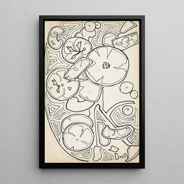 Ornament with flowers and leaves - Reijer Stolk — framed artwork on a wall