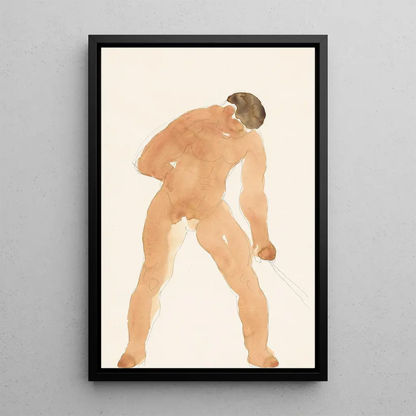 Nude man standing - Reijer Stolk — framed artwork on a wall