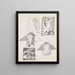 Study sheet with figures and animal heads, among others - Reijer Stolk — framed artwork on a wall