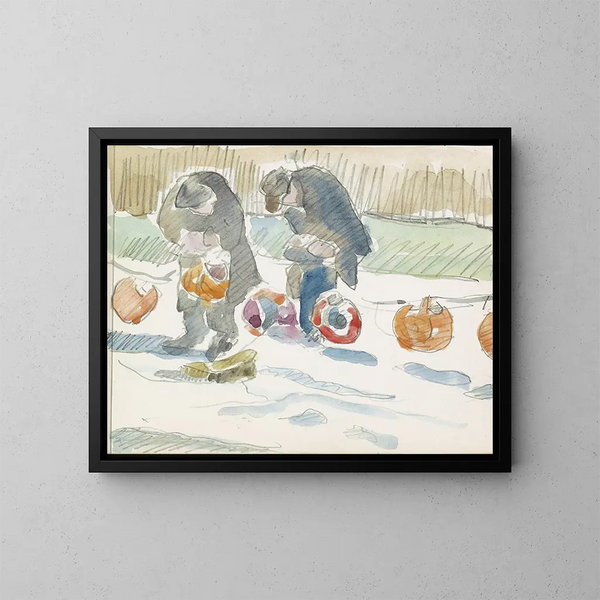 Two men in a street - Reijer Stolk — framed artwork on a wall