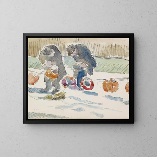 Two men in a street - Reijer Stolk — framed artwork on a wall