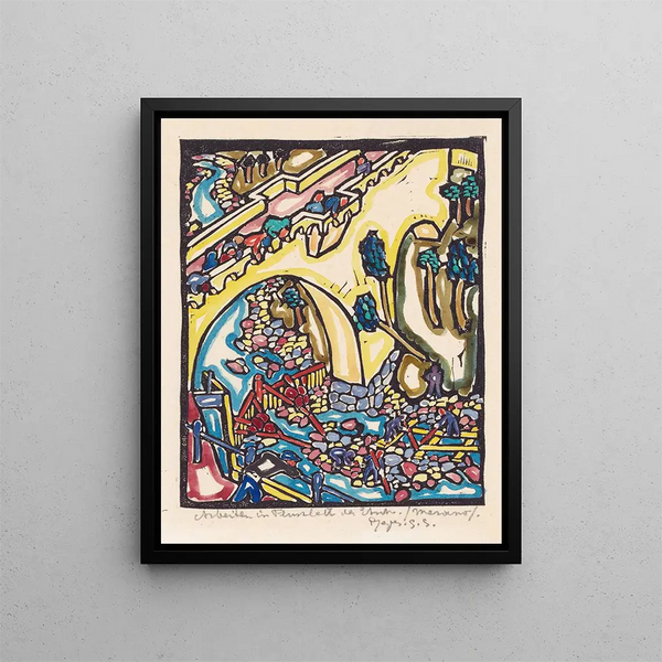 Working in the bed of the Adige - Reijer Stolk — framed artwork on a wall