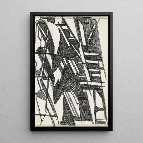 Sailboats on a shipyard slipway - Reijer Stolk — framed artwork on a wall