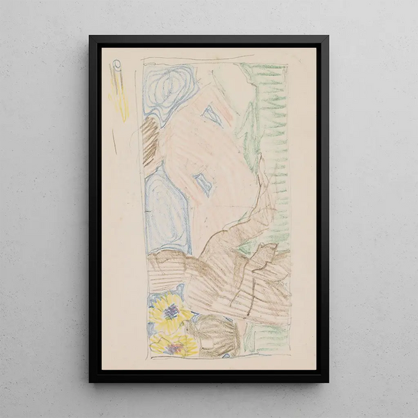 a seated man next to a nude woman lying on a bed - Reijer Stolk — framed artwork on a wall