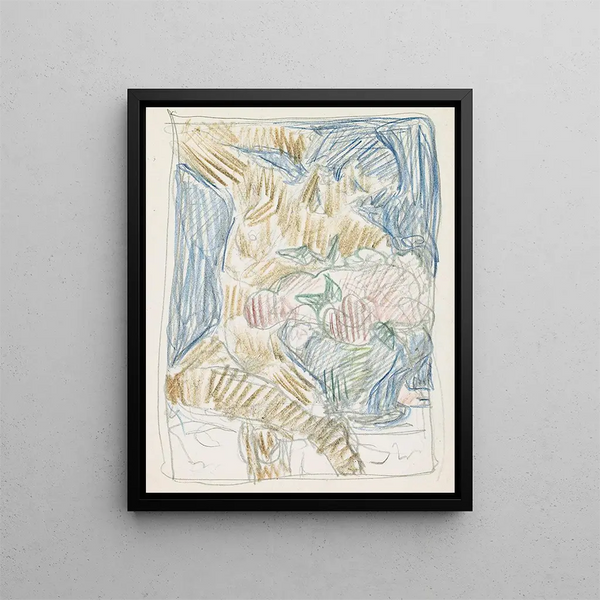 a nude figure sitting next to a vase of flowers - Reijer Stolk — framed artwork on a wall