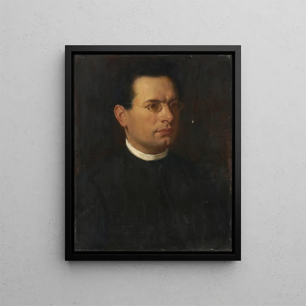 Portrait of Heinrich Hansjakob as a young man - Reinhard Sebastian Zimmermann — framed artwork on a wall