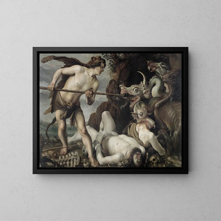 Cadmus tuant le dragon - Reinhold Timm — framed artwork on a wall