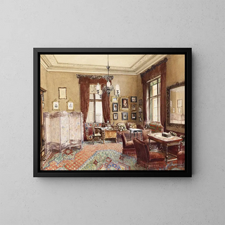 Interior Living Room Painting - Reinhold Völkel — framed artwork on a wall