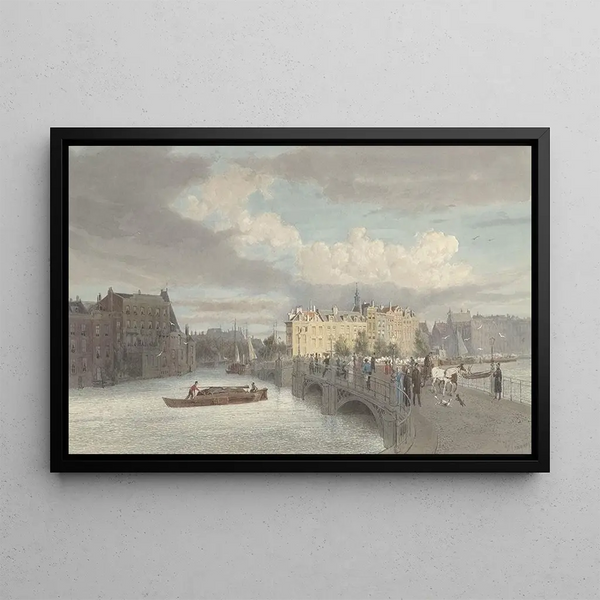 View of the Half Moon Bridge near the Amstel in Amsterdam - Reinier Craeyvanger — framed artwork on a wall