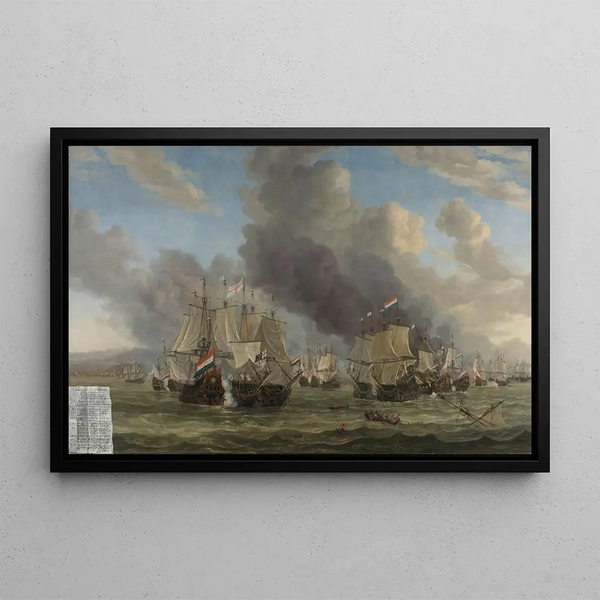 The Battle of Livorno - Reinier Nooms — framed artwork on a wall