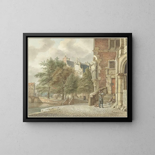 View of a City Canal - Reinier Vinkeles — framed artwork on a wall