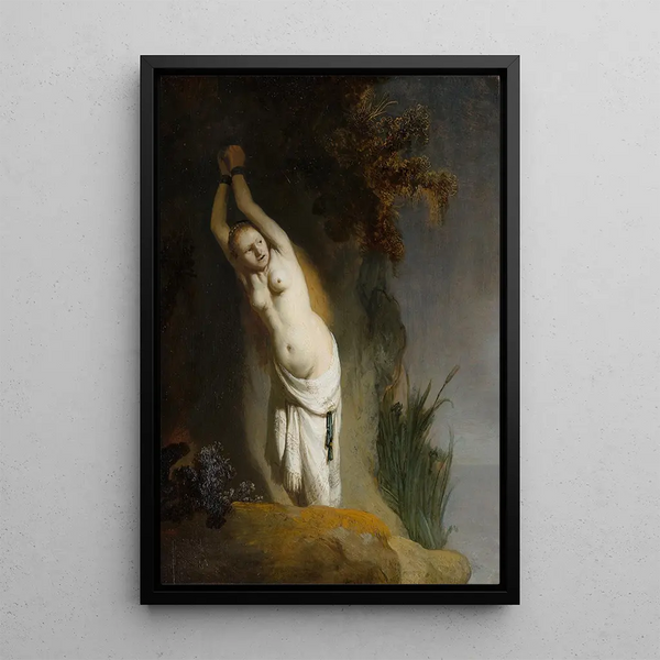 Andromeda - Rembrandt van Rijn — framed artwork on a wall