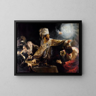 The Feast of Balthazar - Rembrandt van Rijn — framed artwork on a wall