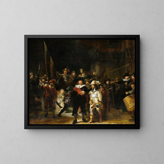 The Night Watch - Rembrandt van Rijn — framed artwork on a wall