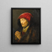 Old woman praying - Rembrandt van Rijn — framed artwork on a wall
