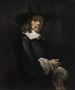 Portrait of a gentleman with a top hat and gloves - Rembrandt van Rijn — artwork view