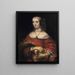 Portrait of a lady with a lapdog - Rembrandt van Rijn — framed artwork on a wall