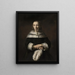 Portrait of a lady with an ostrich feather fan - Rembrandt van Rijn — framed artwork on a wall