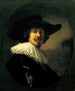 Portrait of a man with a wide-brimmed hat - Rembrandt van Rijn — artwork view