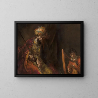 Saul and David - Rembrandt van Rijn — framed artwork on a wall