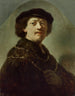 Self-portrait with black cap - Rembrandt van Rijn — artwork view