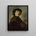 Self-portrait with black cap - Rembrandt van Rijn — framed artwork on a wall