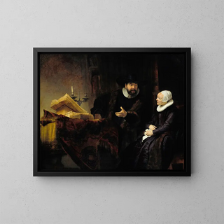 The Mennonite Preacher Anslo and His Wife - Rembrandt van Rijn — framed artwork on a wall