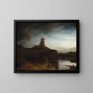 The Mill - Rembrandt van Rijn — framed artwork on a wall