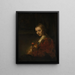 Woman with a Rose - Rembrandt van Rijn — framed artwork on a wall
