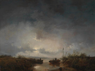 Fishermen by a Moonlit Night - Remigius Adrianus van Haanen — artwork view