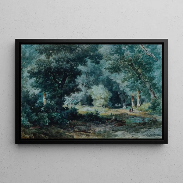 Forest Interior Painting - Remigius Adrianus van Haanen — framed artwork on a wall