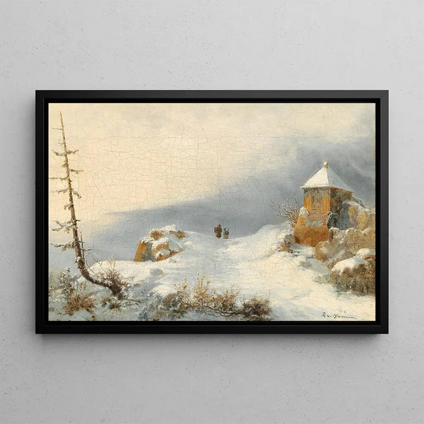 Winter Landscape Painting - Remigius Adrianus van Haanen — framed artwork on a wall