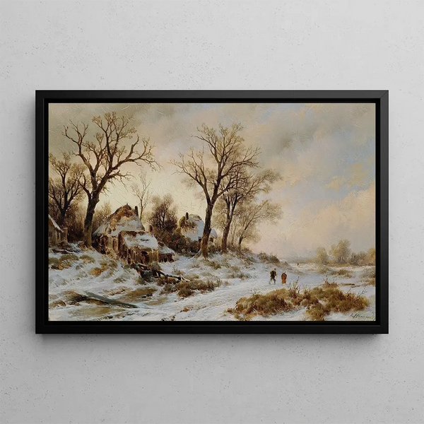 Winter Landscape Painting - Remigius Adrianus van Haanen — framed artwork on a wall